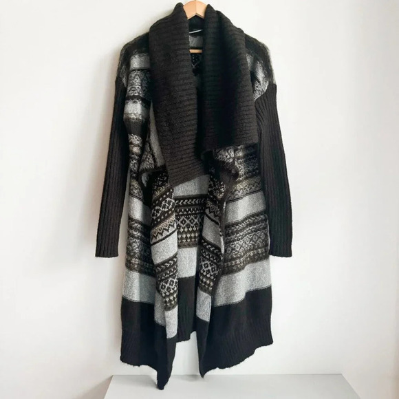 Benneton Sartoria Waterfall FrontMohair Blend Long Cardigan OS - Picture 2 of 7